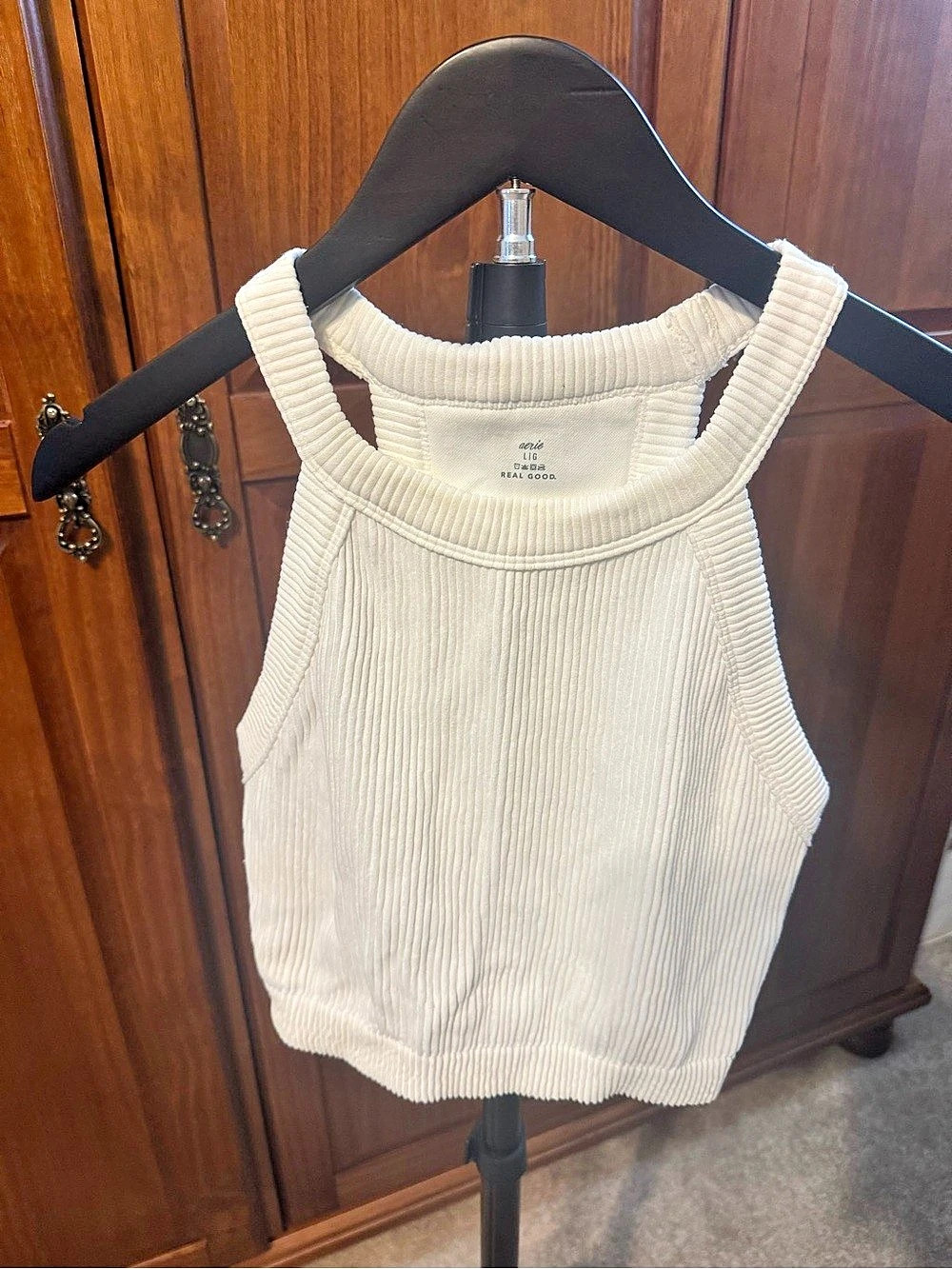 aerie Ribbed Tank Top in Cream Large Like New